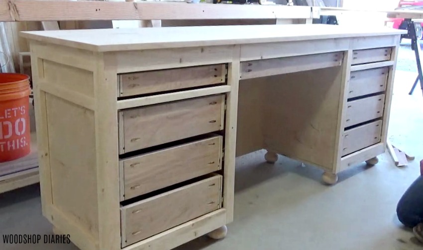 All 9 drawers installed into storage desk
