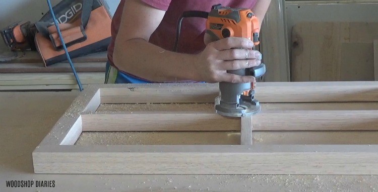 Shara Woodshop Diaries using trim router to add decorative edge around glass door openings