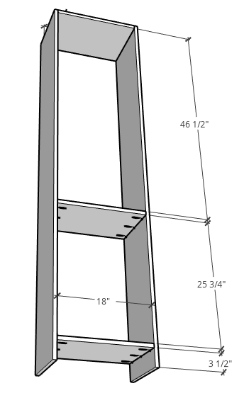 Diagram showing side cabinet assembly of DIY entertainment center