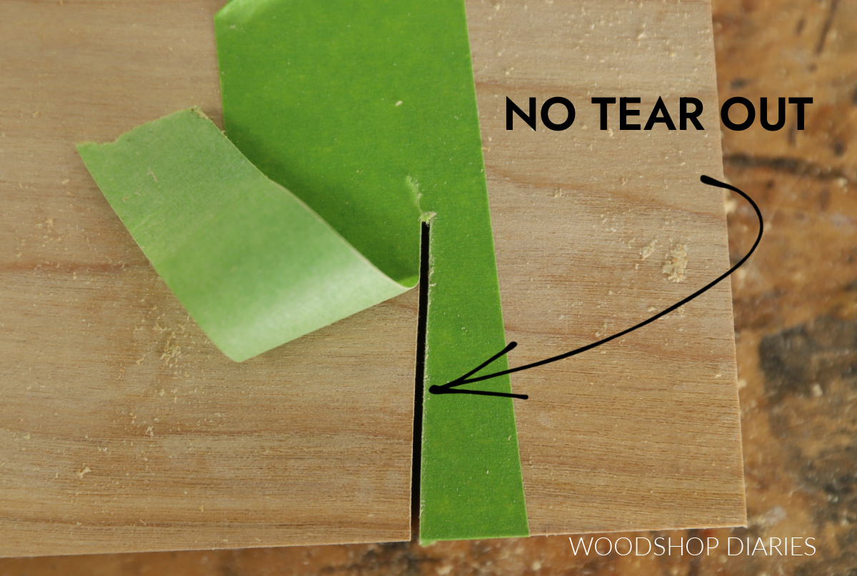 painters tape peeled back after cut showing no tear out