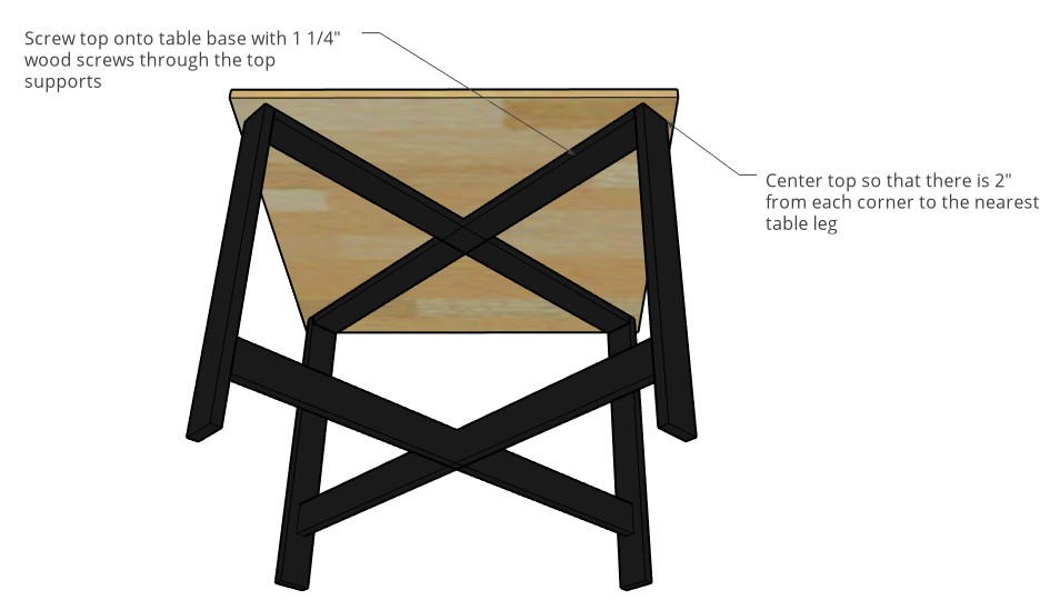 Installing table base to table top diagram