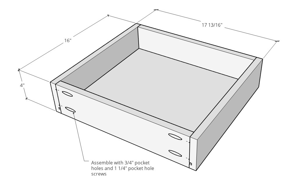 Assembled diagram of drawer box