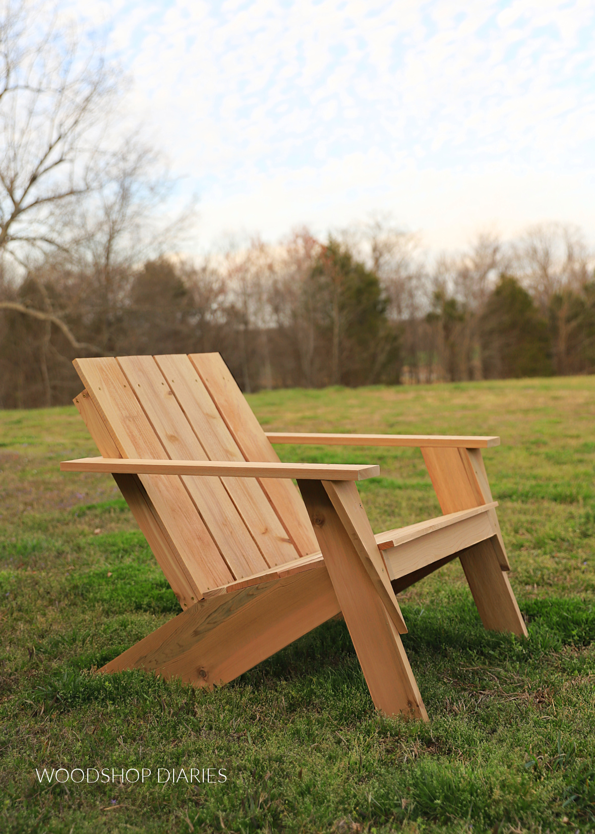 DIY modern Adirondack chair in yard