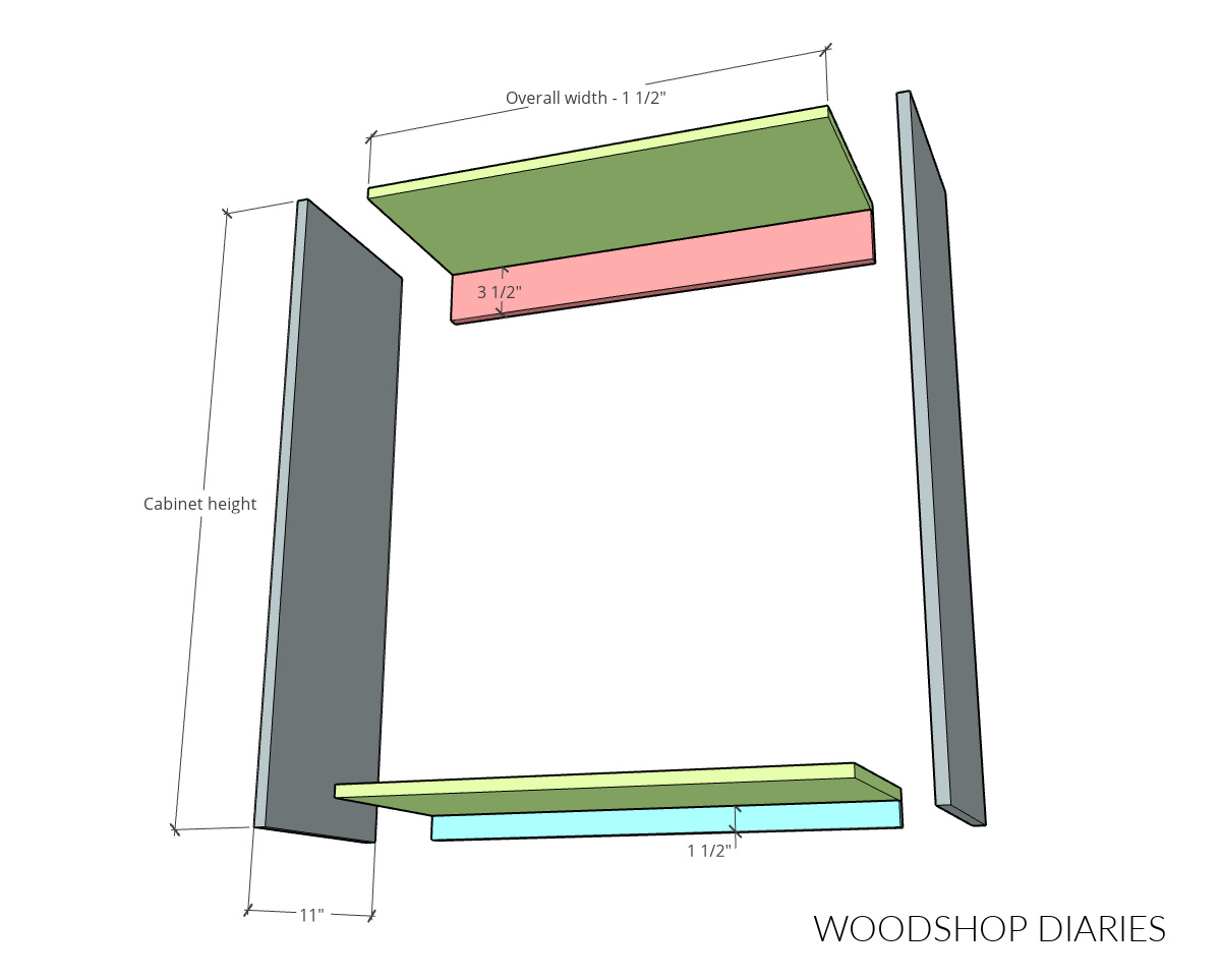 exploded view of upper cabinet box assembly