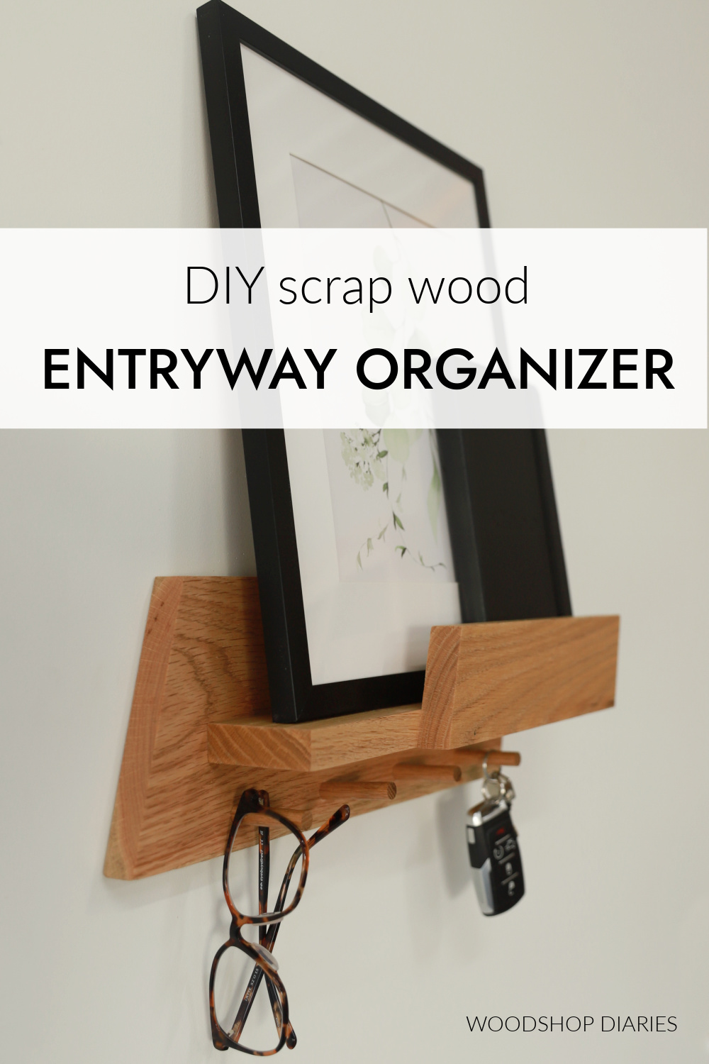 Pinterest image of entryway organizer wall shelf with text overlay