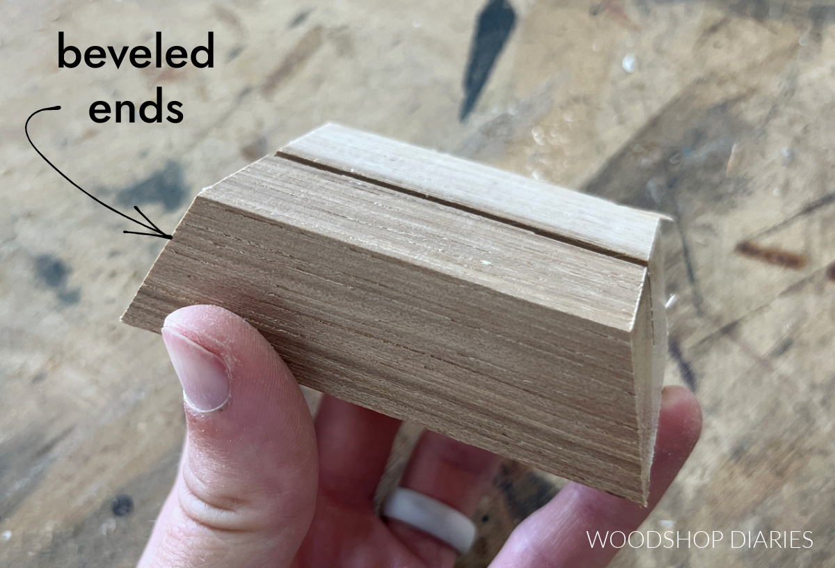 card holder block with beveled ends