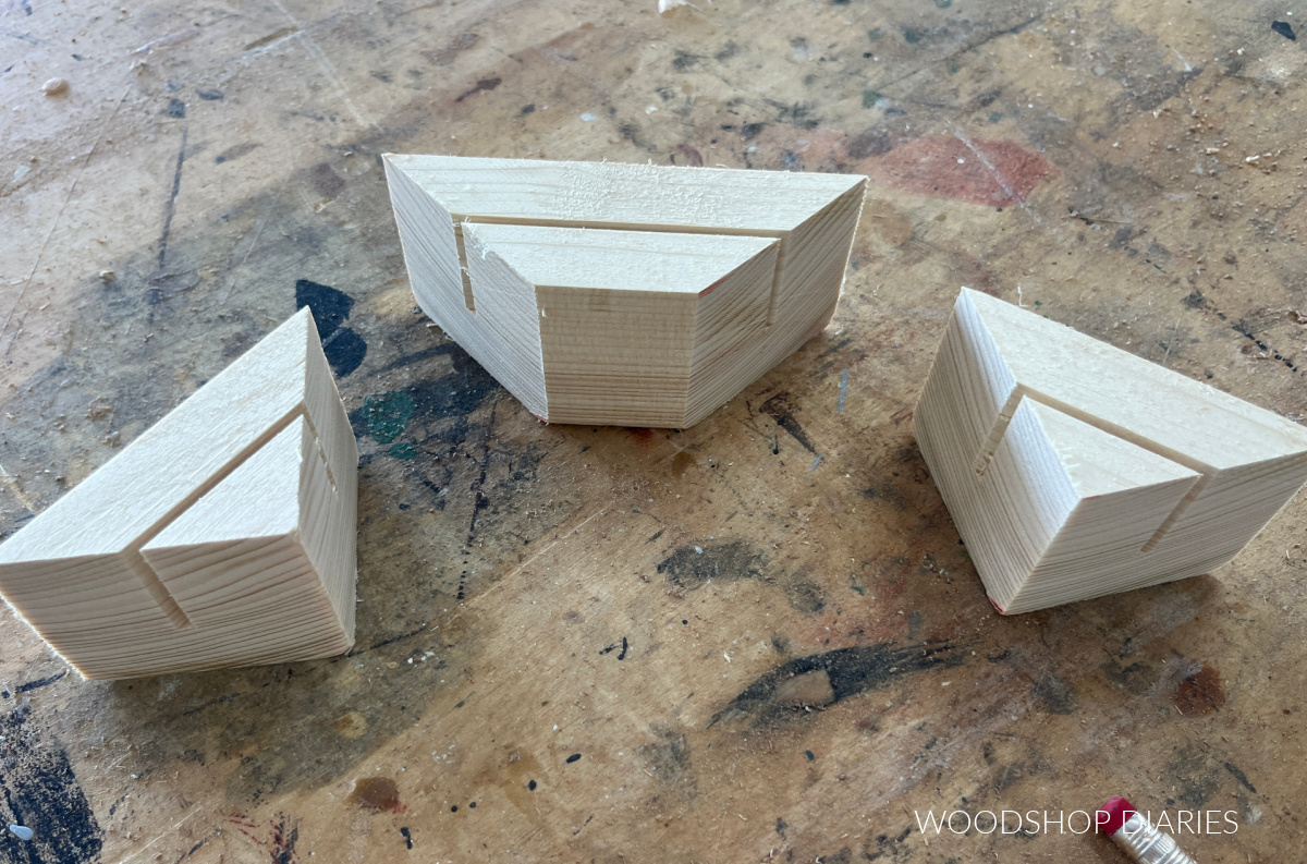 mitered picture frame blocks with tips pointed outward