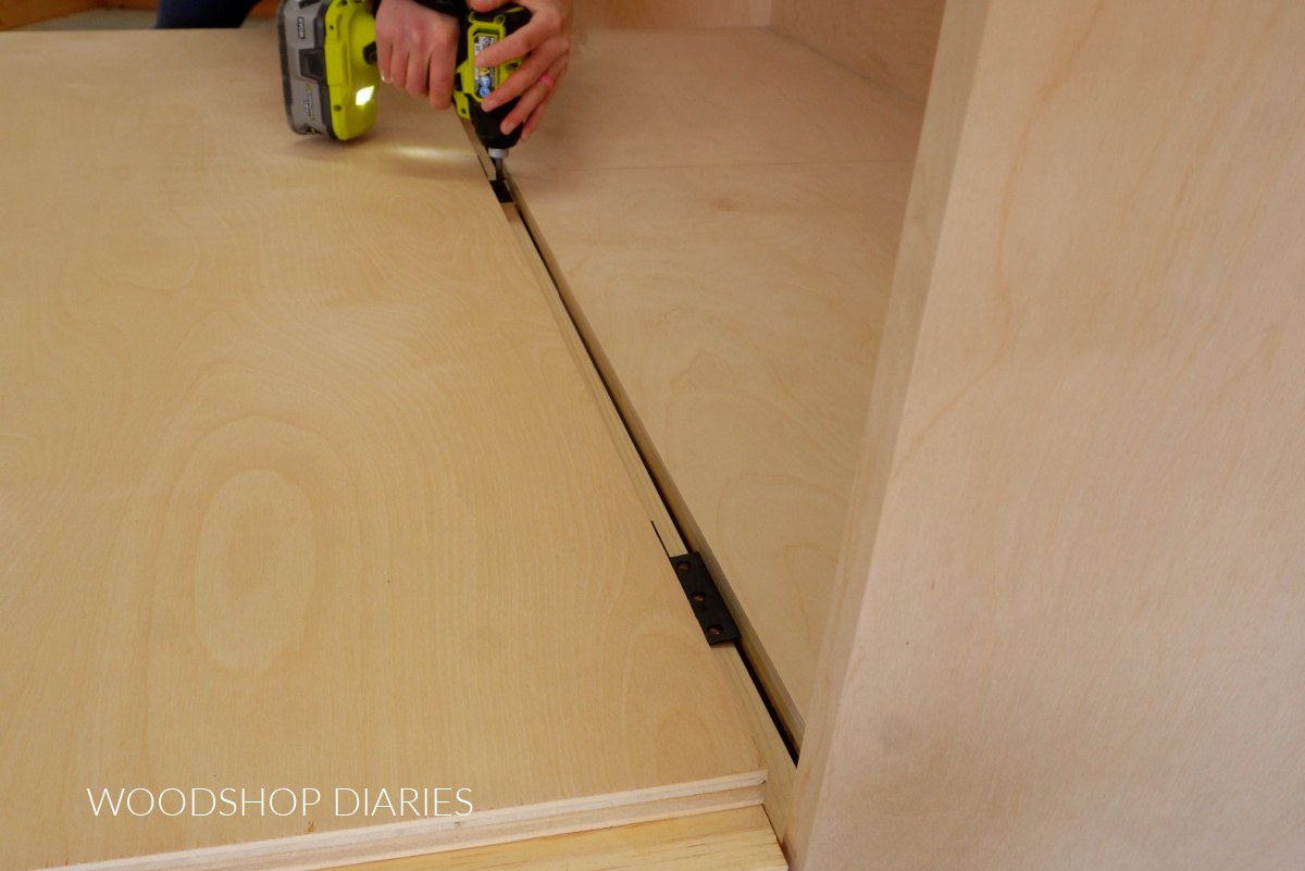 Installing faux door frame onto murphy bed cabinet with hinges