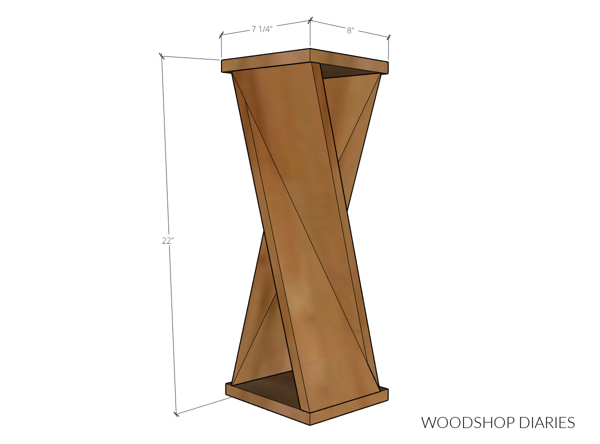 Overall dimensional diagram of DIY twisty table